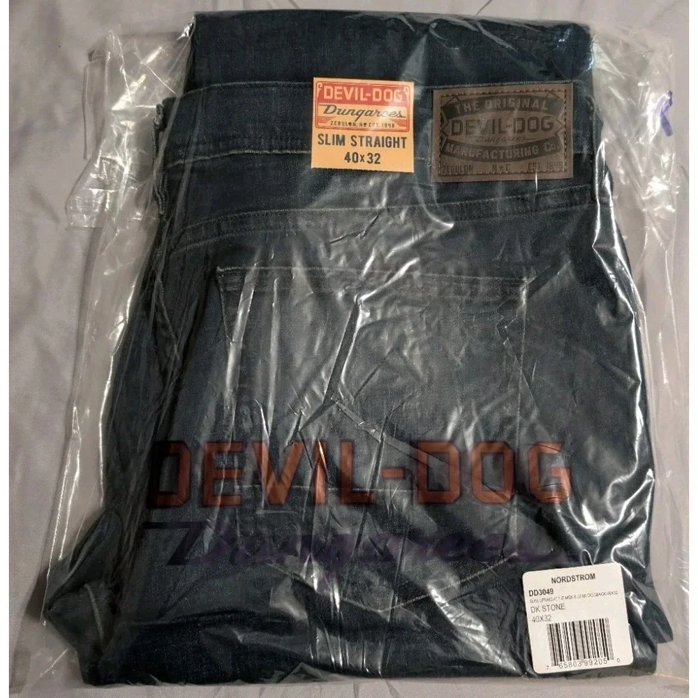 Devil-Dog Slim Straight Jeans Mens 40x32 NWT Dark Wash Stretch Denim